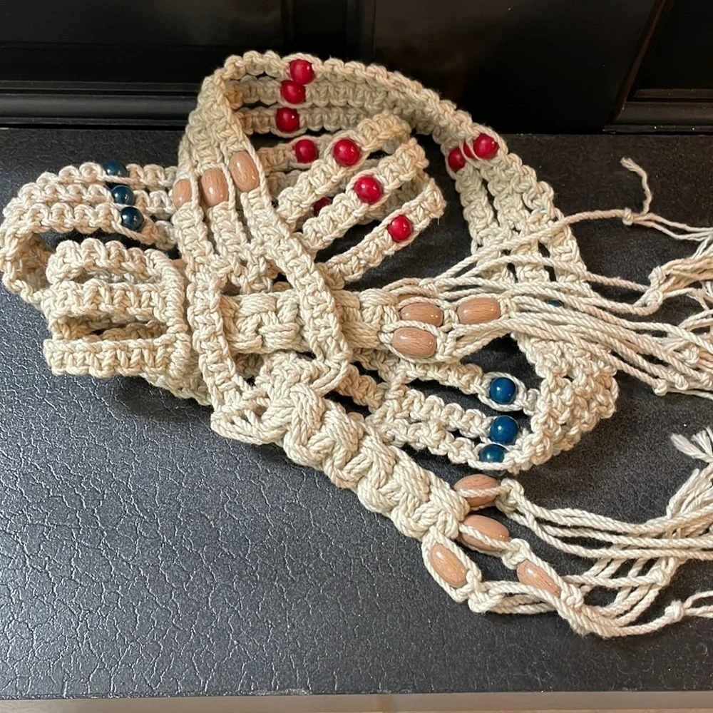 Boho Macramé Wooden Beaded Belt